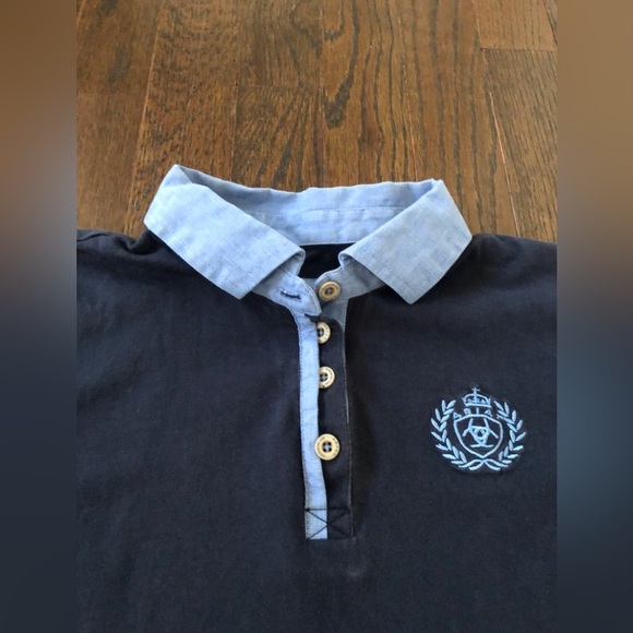 Ariat Girls XL 14-16 Blue Two-Tone 100% Cotton Show Shirt Polo Shirt - VGUC! - Picture 3 of 12